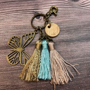 Sakroots Butterfly Charm Key Holder with Tassels